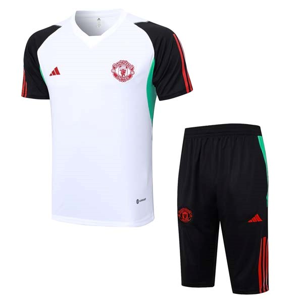 Camiseta Entrenamiento Manchester United Conjunto Completo 2023-2024 Blanco